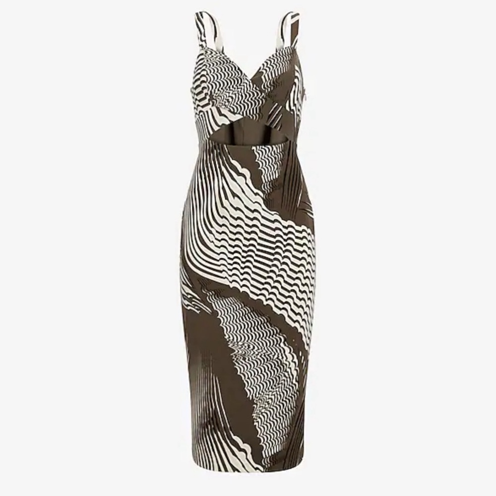 Beautiful Olive, cream and black dress. Perfect for any occasion.